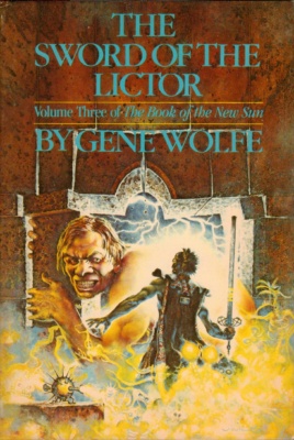 The Sword of the Lictorin kannessa on miekkaa pitelevä hahmo selin katsojaan, edessään jonkinlainen portaali, jossa on iso ihmismäinen hirviö.