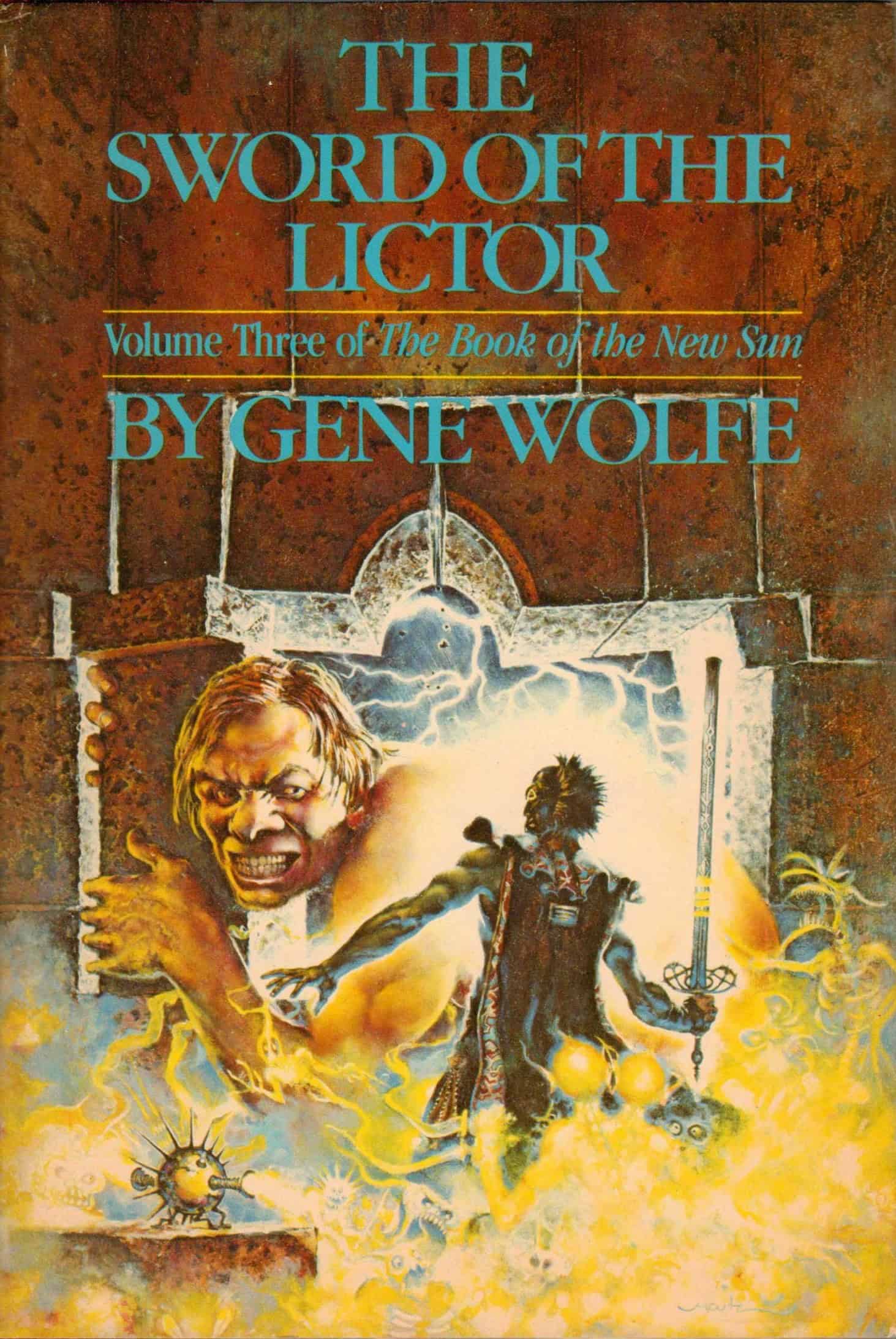 The Sword of the Lictorin kannessa on miekkaa pitelevä hahmo selin katsojaan, edessään jonkinlainen portaali, jossa on iso ihmismäinen hirviö.