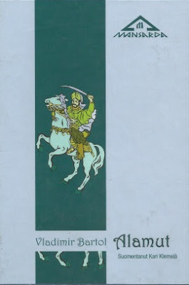 Alamut-kirjan kannessa on piirros ratsun selässä olevasta sotilaasta.