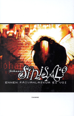 Ennen päivänlaskua ei voi -kirjan kannessa on epämääräinen siivekäs ja karvainen hahmo, jonka ympärillä kulkee tekstiä.