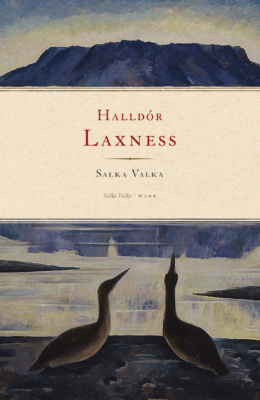 Salka Valka -teoksen kannessa on maalaus kahdesta isosta vesilinnusta veden äärellä.