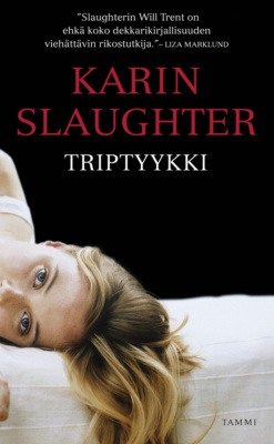 Triptyykin kannessa on mustalla taustalla valkoinen vuode, jona päällä nainen makaa. Naisesta näkyy vain pää ja vähän hartiaa. Nainen katsoo suoraan kameraan.