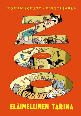 Zoo-kirjan kannessa on piirros, jossa Z, O ja O -kirjainten muotoisissa syvennyksissä on on erilaisia eläimiä.