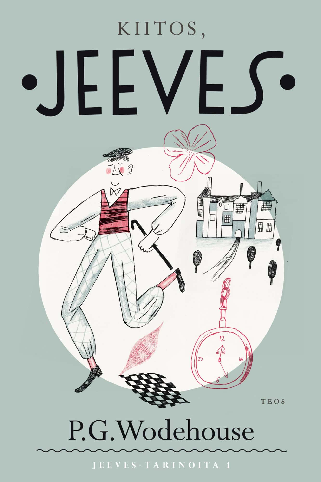 Kiitos, Jeeves -kirjan kannessa on piirros