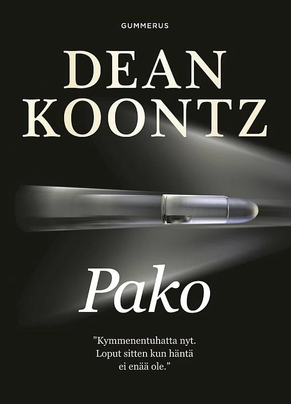 Pako-kirjan kannessa on mustalla taustalla vasemmalta oikealle lentävä luoti.