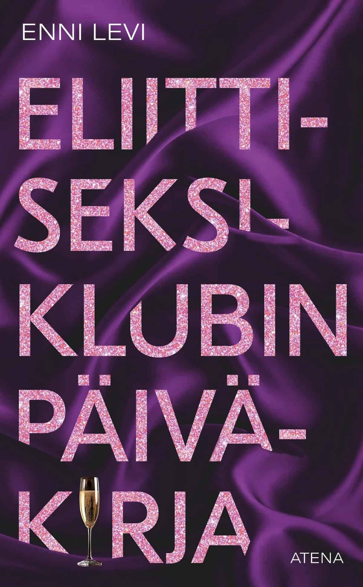 Eliittiseksiklubin päiväkirja -kirjan kannessa on violettia silkkimäistä kangasta laskoksilla. Kirjan nimi on isoin vaaleanpunaisin glitterkirjaimin kankaan laskosten välissä. Viimeinen i-kirjain on kuohuviinilasi.