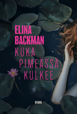 Kuka pimeässä kulkee kirjan kannessa on tummasävyisiä lumpeita, oletettavasti naisen käsivarsi ja vähän hiuksia kannen reunassa. Kokonaisuus viittaa lammessa kelluvaan naisen ruumiiseen.