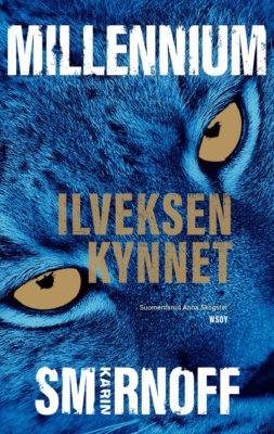 Ilveksen kynnet -kirjan kannessa on sinikseksi värjätty lähikuva ilveksen kasvoista.