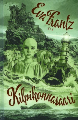 Kilpikonnasaaren kannessa on vihreäsävyinen piirros kilpikonnan muotoisesta saaresta, majakasta, kallion huipulla olevasta talosta ja neljästä lapsesta, joista etummaisena on kaljupäinen tyttö.