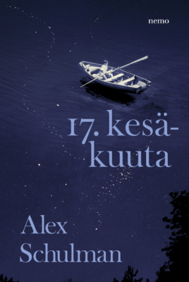 17. kesäkuuta -kirjan sinisessä kannessa on yläreunassa nuori poika soutamassa soutuveneellä. Järven vesi muuttuu tähtitaivaaksi kannen alareunan metsänreunalle.