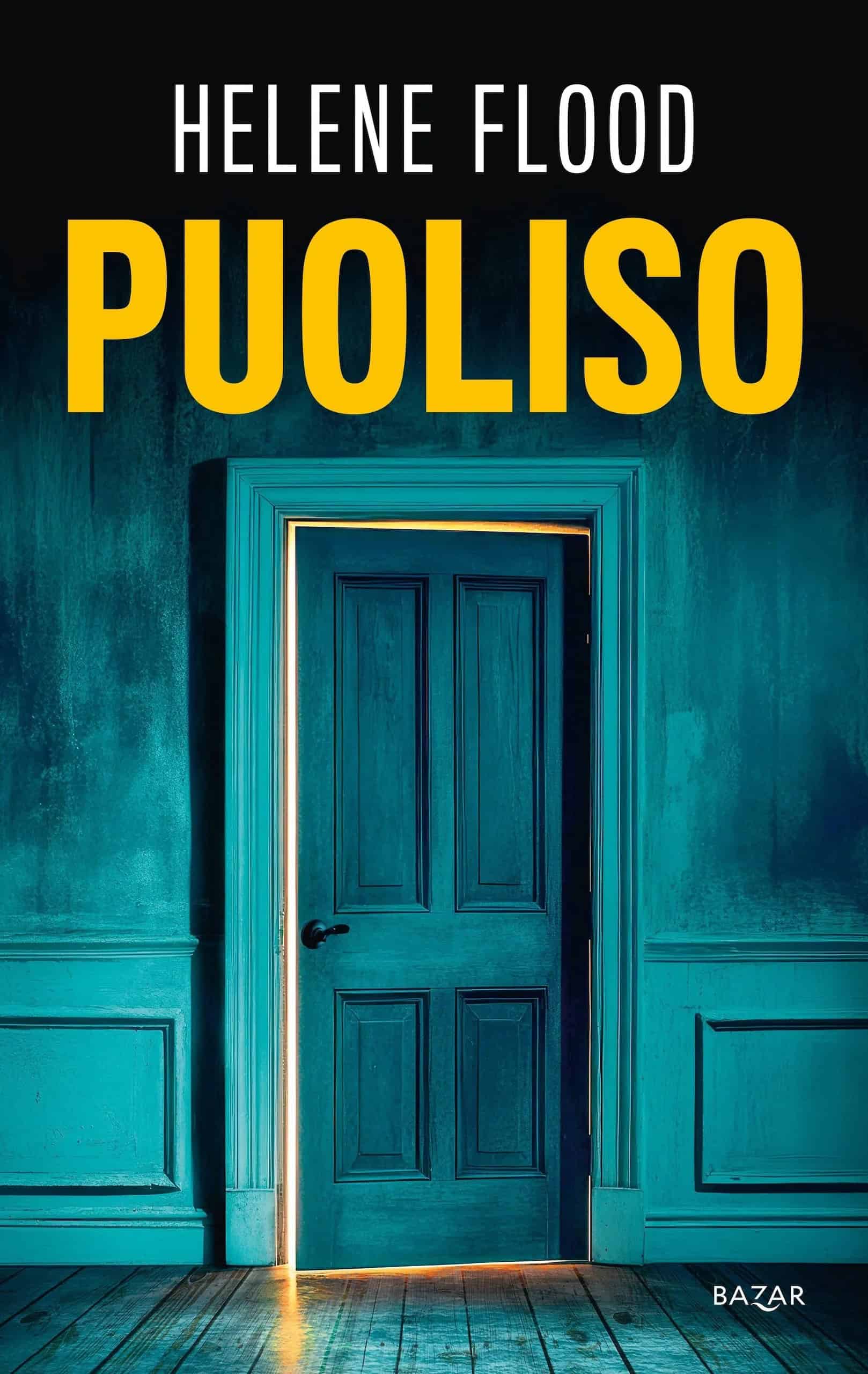 Puolison kannessa on sinisävyinen valokuva sisäovesta, joka on raollaan ja jonka takaa kajastaa valoa.