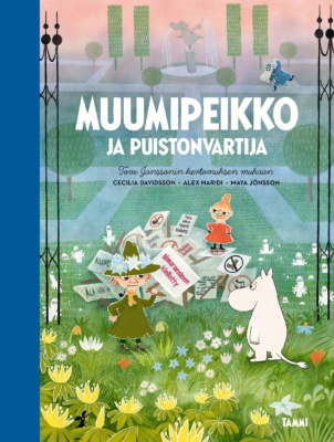 Muumipeikko ja puistonvartija -kirjan kannessa on piirros Muumipeikosta, Nuuskamuikkusesta ja Pikku Myystä puistossaan, keskellään läjä erilaisia kieltokylttejä.