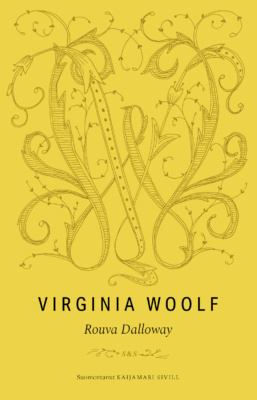 Rouva Dallowayn keltaisessa kannessa on koristeellinen VW-monogrammi.
