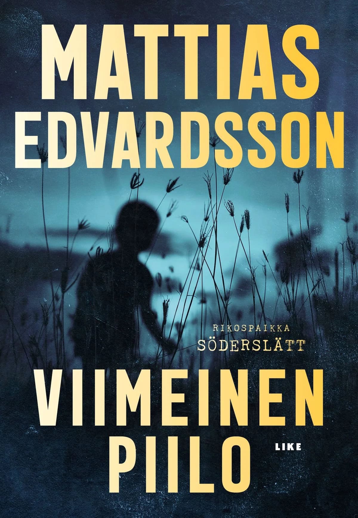 Viimeisen piilon kannessa on sinisävyistä heinikkoa, jonka seassa näkyy sumeana lapsen siluetti.