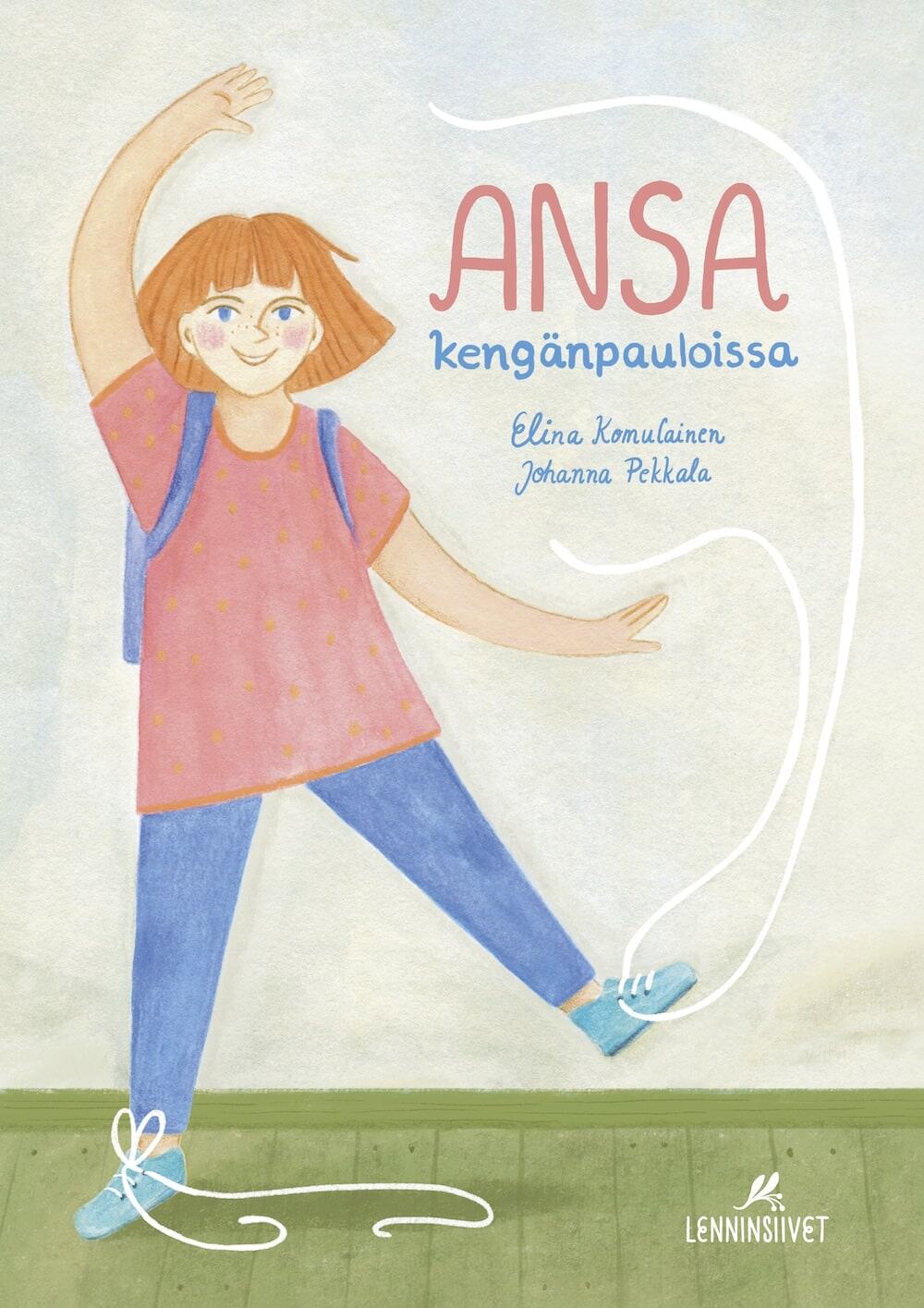 Ansa kengänpauloissa -kirjan kannessa on piirros tytöstä, jonka kengissä on todella pitkät nauhat. Toisen kengän nauhoihin on solmittu silmukat, toisen kengän nauhat ovat auki ja lentävät korkealla ilmassa.
