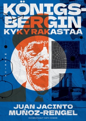 Paul Königsbergin kyky rakastaa -kirjan kannessa on sinisellä pohjalla valkoinen ympyrä. Ympyrässä näkyy oranssilla kuvio, josta erottuu vähän yli puolet knallipäisen miehen naamasta. Kannessa on myös kuva isosta sillasta, parit silmälasit ja jotain kaavioita.