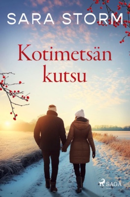 Kotimetsän kutsu -kirjan kannessa mies ja nainen kävelevät talvista peltotietä poispäin katsojasta kohti matalalta paistavaa aurinkoa.