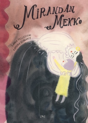 Mirandan mekko -kirjan kannessa on maalaus isoon mustaan romanihameeseen pukeutuneesta naisesta, joka on kumartunut halaamaan pientä keltamekkoista tyttöä.
