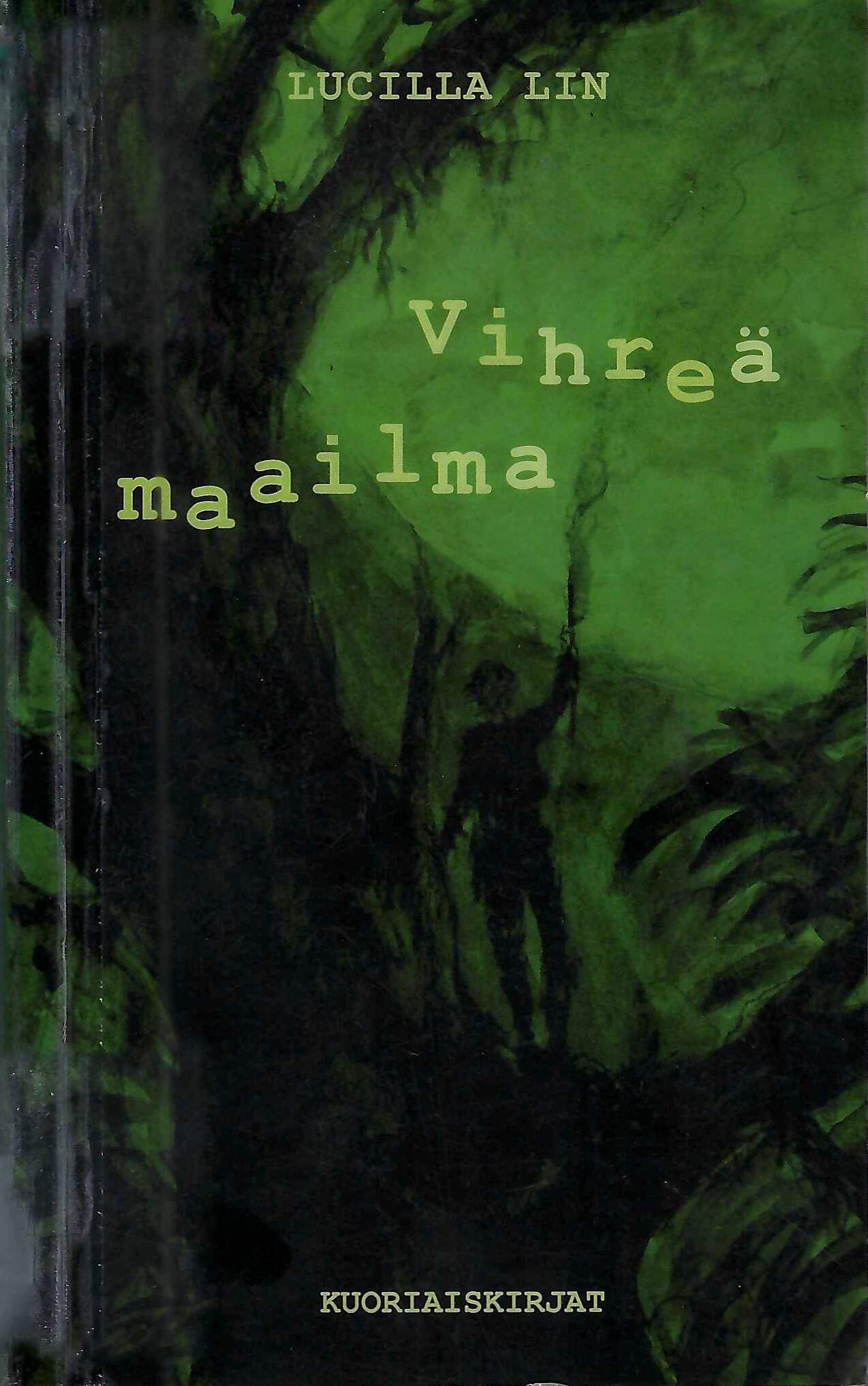 Vihreän maailman kannessa on vihreäsävyinen maalaus, josta erottuu puun muotoa ja jonkinlainen epämääräinen ihmishahmo.