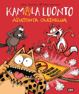 Asiatonta oleskelua -albumin kannessa Ilves vääntelee naamaansa etualalla. Taustalla Majava kauhistelee, kun Kettu ja Kärppä pomppivat "Asiaton oleskelu kielletty"-kyltin päällä.