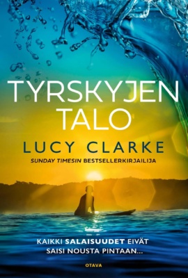 Tyrskyjen talo -kirjan kannessa on auringonlasku ja vedessä surffilaudan päällä istuva surffaaja. Kannen ylä- ja alareunassa on sinistä vettä ja keskellä keltainen raita laskevan auringon värjäämää rantaa ja taivasta. Kannessa on tagline "kaikki salaisuudet eivät saisi nousta pintaan..."