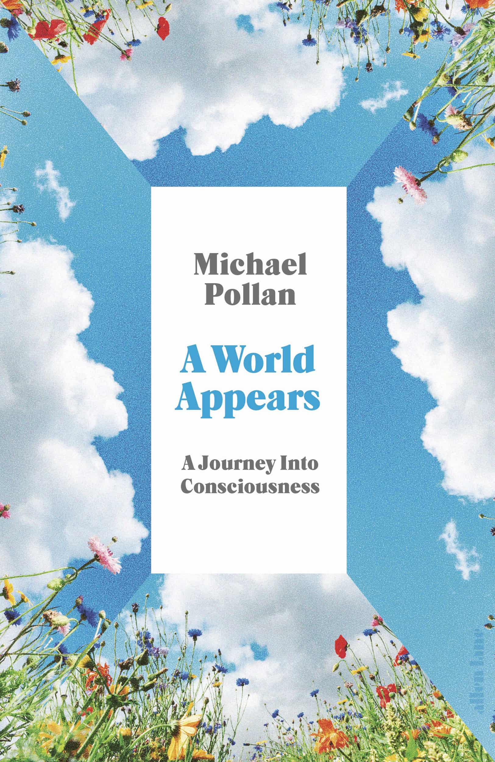 A World Appears -kirjan kannessa on keskellä valkoinen laatikko ja sen ympärillä neljä lohkoa, joissa näkyy kykkia ja pilvistä sinitaivasta.