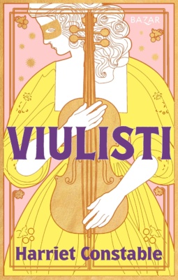Viulistin kannessa on vaaleansävyinen jugendtyylinen piirros viulua edessään pitelevästä naamioituneesta naisesta.