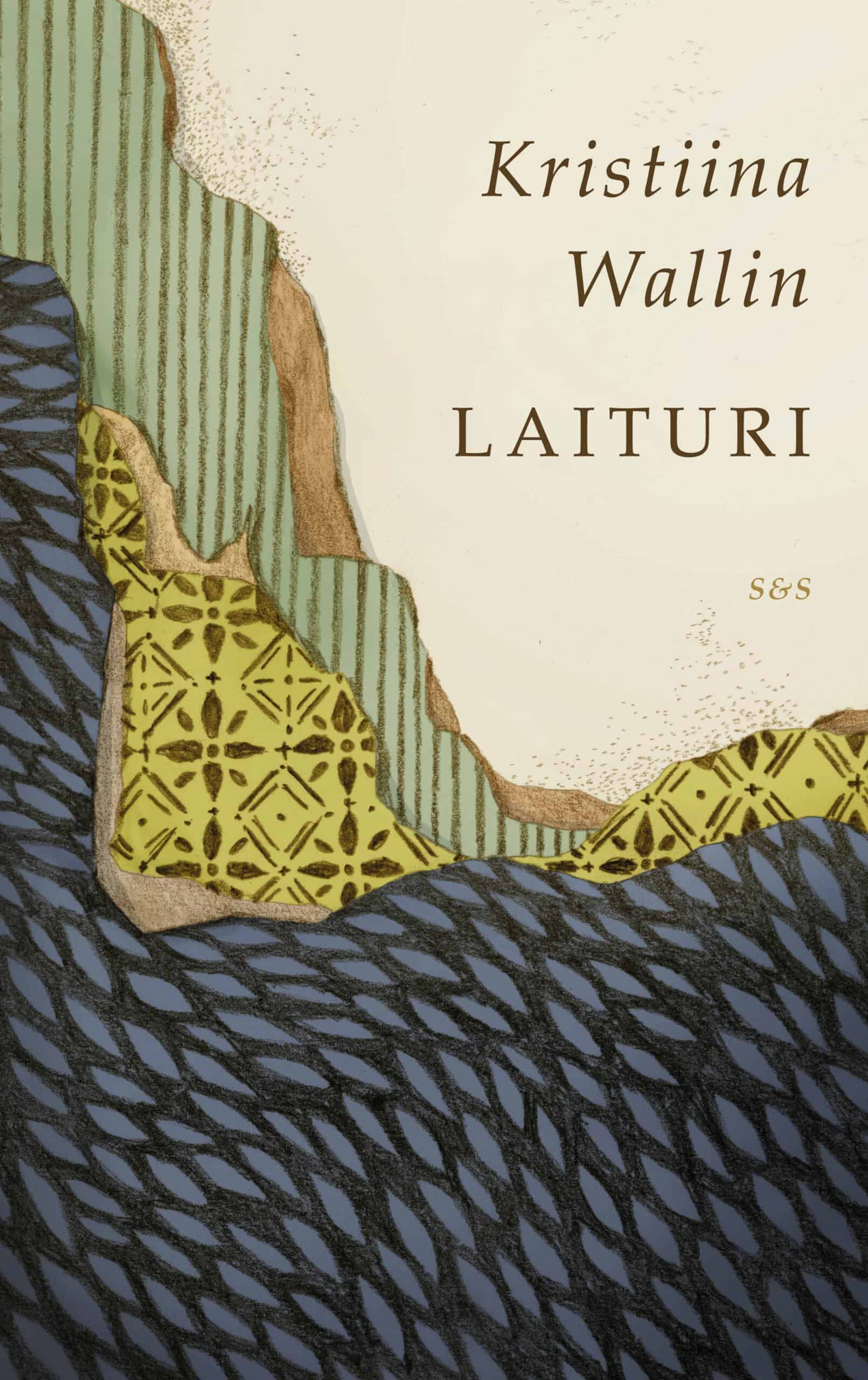 Laiturin kannessa on piirretty lähikuva seinästä, jossa on erilaisia tapettikerroksia.
