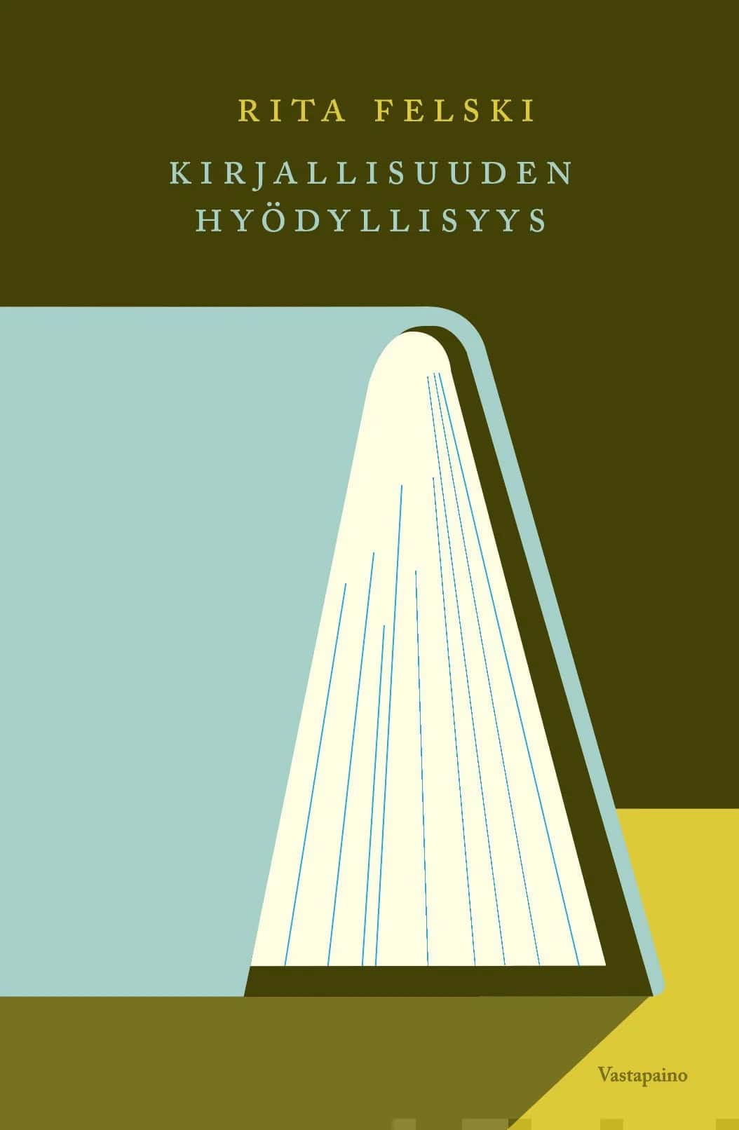 Kirjallisuuden hyödyllisyyden kannessa on piirros kirjasta, joka on tasolla selkä ylöspäin, sivut vähän avoinna.