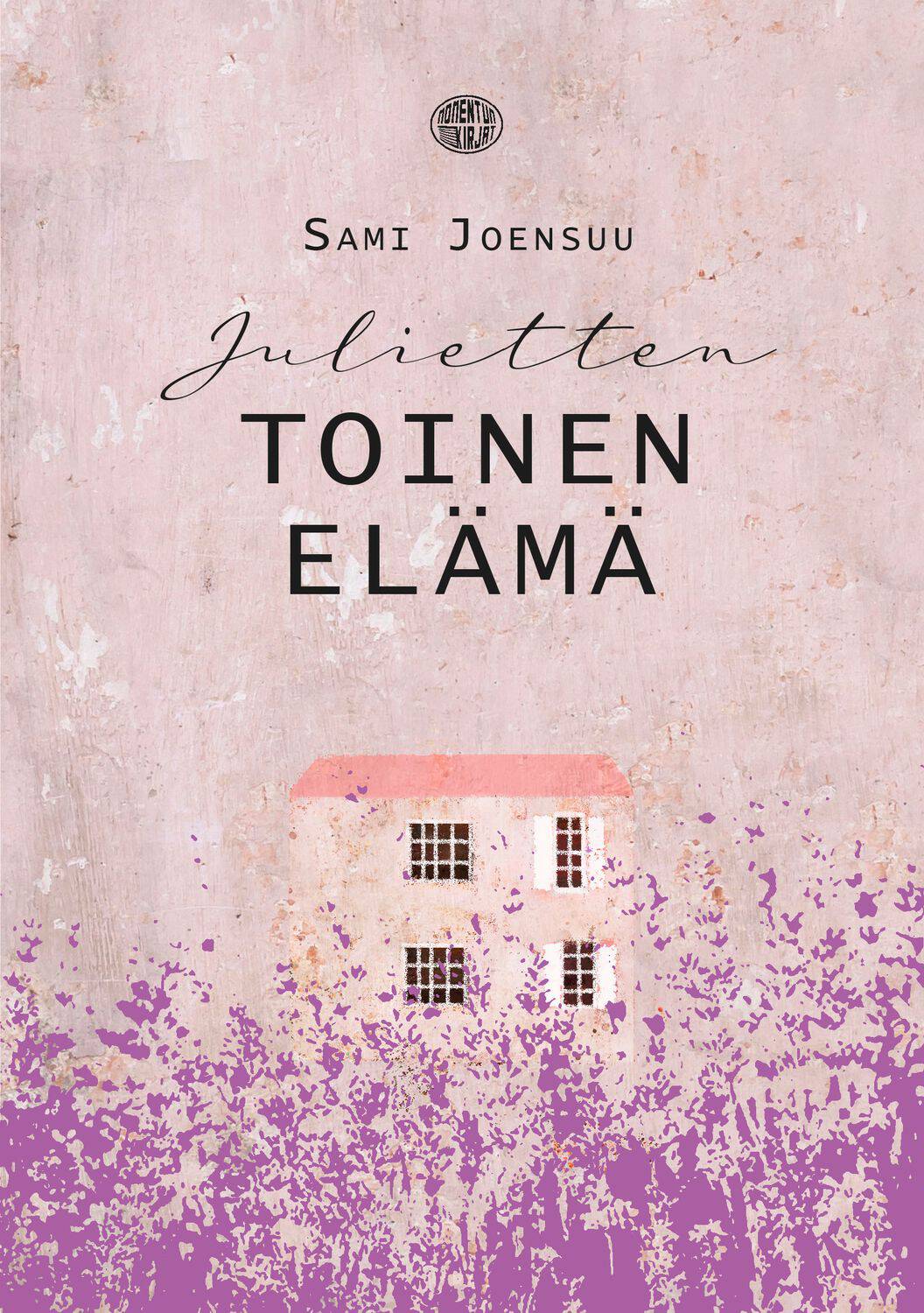 Julietten toinen elämä -kirjan laventelinsävyisessä kannessa näkyy kaksikerroksinen talo, jossa on ikkunaluukut avoinna.