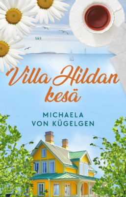 Villa Hildan kesä -kirjan kannessa on kesäisessä maisemassa lehtipuiden välissä kaksikerroksinen keltainen talo.