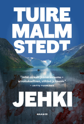 Jehkin kannessa on veritahrainen valokuva vuonomaisemasta, jossa kaksi ihmistä meloo kanootilla.