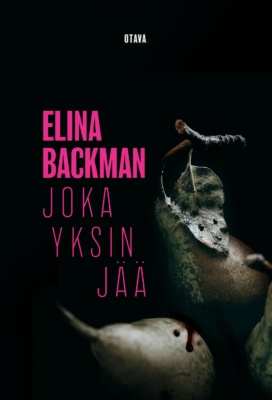 Joka yksin jää -kirjan kannessa on mustalla taustalla kaksi heikosti erottuvaa päärynää, joissa on veritahroja.