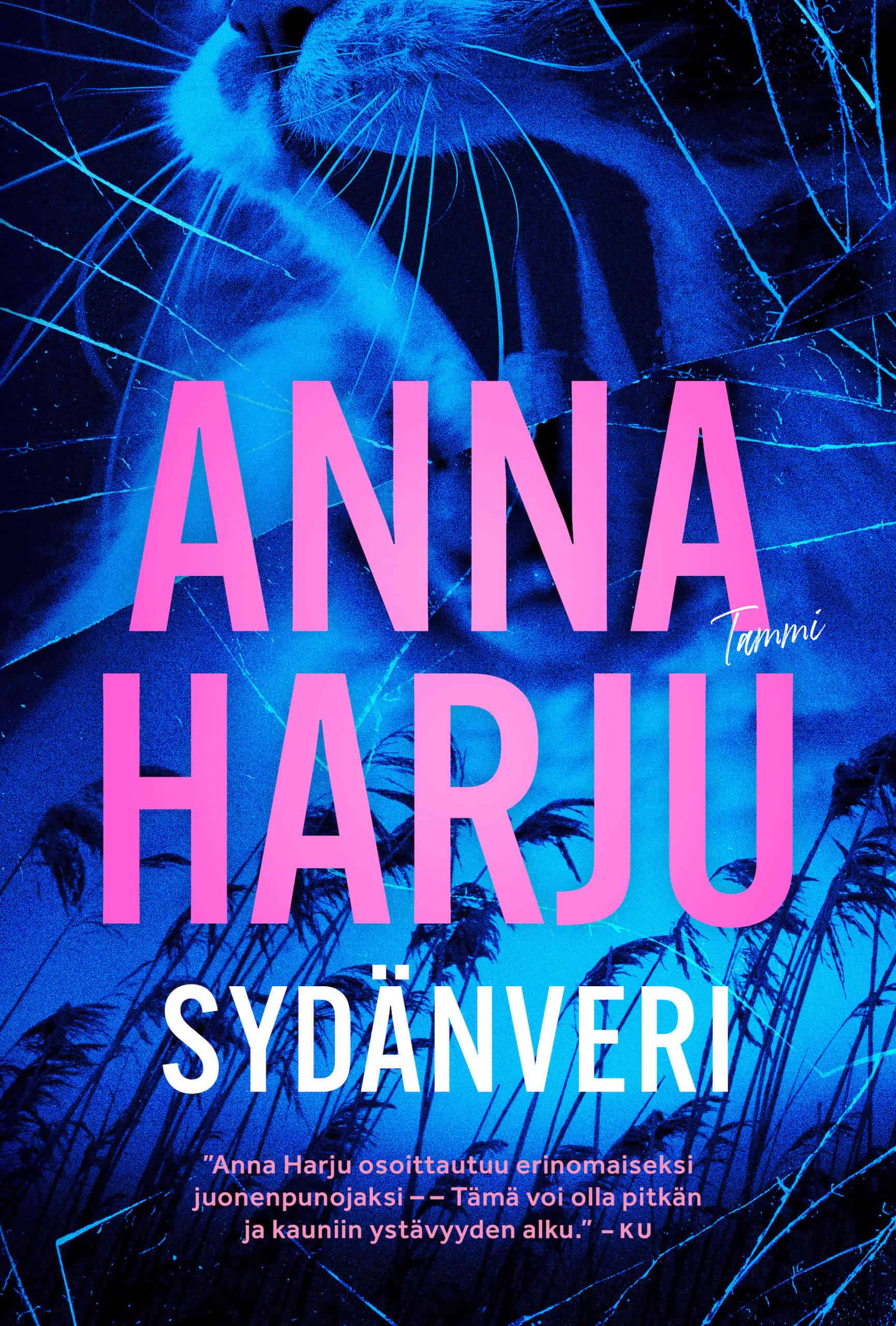 Sydänveren kannessa on lähikuva jonkun eläimen avonaisesta suusta ja kaislikkoa, kuvattuna tumman sinisenä ja pinnaltaan säröisenä kuin rikkinäinen lasi.