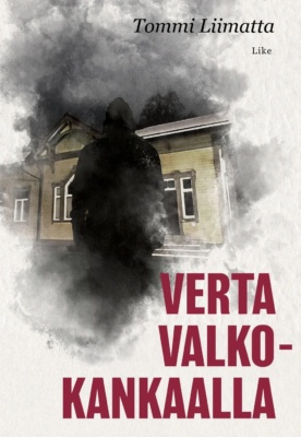 Verta valkokankaalla -kirjan kannessa on vesivärimaalaukselta näyttävä kuva tummasta hahmosta keltaisen asemarakennuksen edessä.