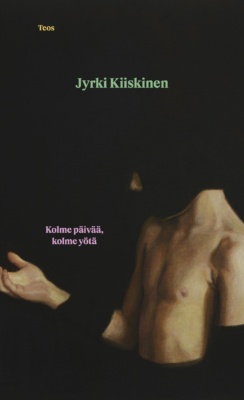Kolme päivää, kolme yötä -kirjan kannessa on mustalla taustalla kuva miehen paljaasta ylävartalosta. Miehen päästä näkyy vain nenä, muu peittyy mustaan, samoin kuin miehen käsivarret.