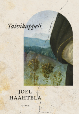 Talvikappelin kannessa on holvi-ikkunan muotoinen kuva, jossa näkyy munkinkaapumainen hiha.